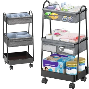 3 Tier Rolling Cart-Baby Diaper Caddy