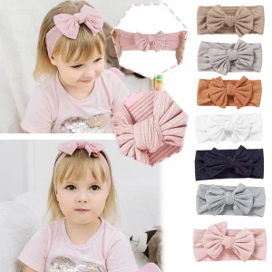 Knit Baby Headband Rib Bow Elastic Soft Nylon Newborn Headbands