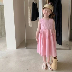 Kids Girls Sweet Waist Puffy Dress