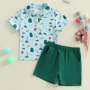 Boys Short Sleeve Dinosaur Print T-shirt -shorts