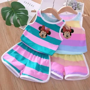 Summer Baby Kids Clothes Sets Cute Minnie Mickey Cartoon